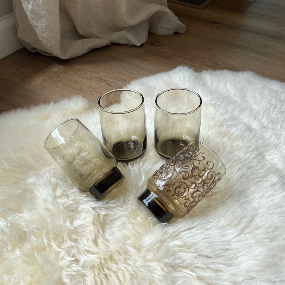 Vintage 70's Smoked Drinking Glasses